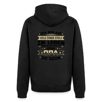 Nichts toppt es eine Opa zu sein - Unisex Premium Bio Zip Hoodie - Schwarz - Hinten - Nico (187cm)