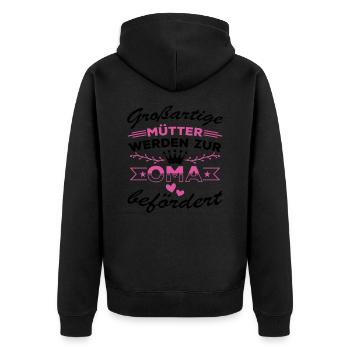 Großartige Mütter werden zur Oma befördert - Unisex Premium Bio Zip Hoodie - Schwarz - Hinten - Nico (187cm)