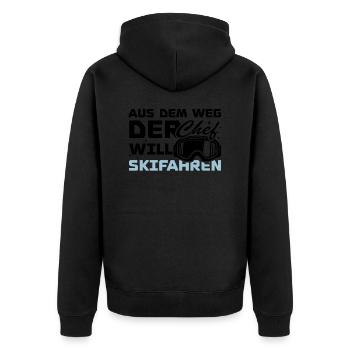 Out of the way the wants to ski - Unisex Premium Organic Zip Hoodie - black - Back - Nico (187cm)
