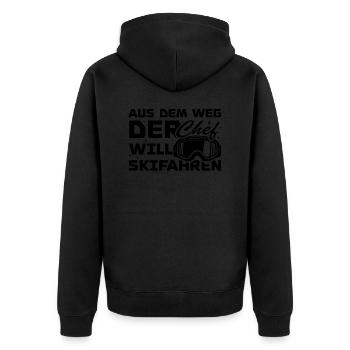 Out of the way the wants to ski - Unisex Premium Organic Zip Hoodie - black - Back - Nico (187cm)