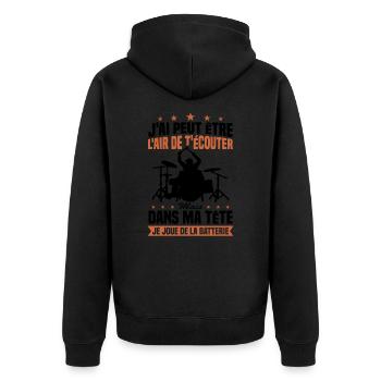 In my head I'm playing drums - Unisex Premium Organic Zip Hoodie - black - Back - Nico (187cm)