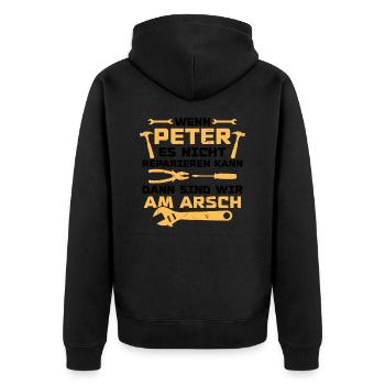If Peter can't fix it - Unisex Premium Organic Zip Hoodie - black - Back - Nico (187cm)