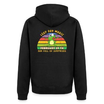 Schalttagzauber - ein Tag voller Überraschungen - Unisex Premium Bio Zip Hoodie - Schwarz - Hinten - Nico (187cm)