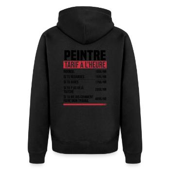 Peintre tarif à l'heure idée cadeau humour - Veste à capuche bio Premium Unisexe - noir - Dos - Nico (187cm)