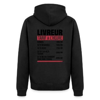 Lieferbote Stundensatz Humor Geschenkidee - Unisex Premium Bio Zip Hoodie - Schwarz - Hinten - Nico (187cm)