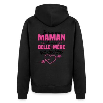 Je suis une Maman et une belle mère qui déchire - Veste à capuche bio Premium Unisexe - noir - Dos - Nico (187cm)