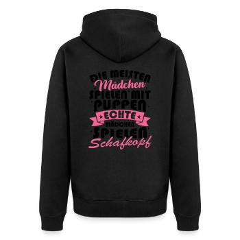 Real Girls Playing Sheep Head Sheep Heads - Unisex Premium Organic Zip Hoodie - black - Back - Nico (187cm)