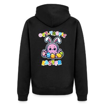 Happy Easter with funny octopus - Unisex Premium Organic Zip Hoodie - black - Back - Nico (187cm)