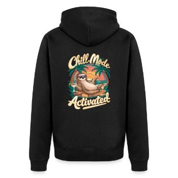 Chilliges Faultier Im Chill Modus - Unisex Premium Bio Zip Hoodie - Schwarz - Hinten - Nico (187cm)