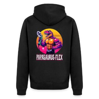 Papasaurus_flex Dino avec meuleuse d’angle - Veste à capuche bio Premium Unisexe - noir - Dos - Nico (187cm)