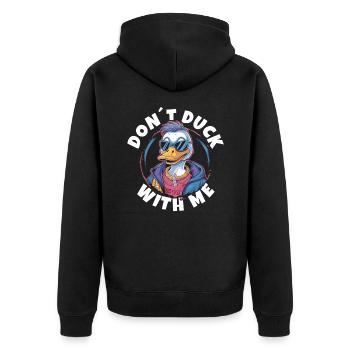 don't duck with me , - Unisex Premium Organic Zip Hoodie - black - Back - Nico (187cm)