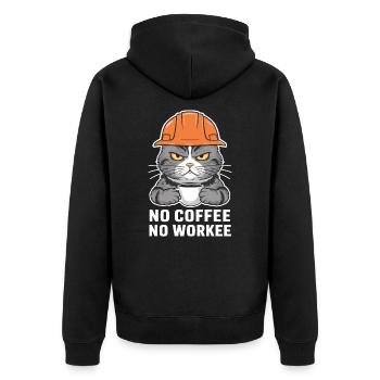No Coffee No Work Cat Design - Unisex Premium Organic Zip Hoodie - black - Back - Nico (187cm)