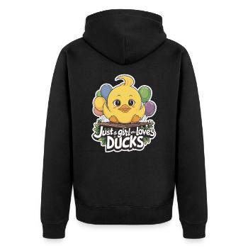 Juste une fille qui aime le design mignon des canards - Veste à capuche bio Premium Unisexe - noir - Dos - Nico (187cm)