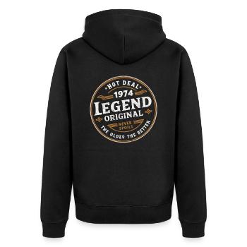Original 1974 50. Geburtstag - Unisex Premium Bio Zip Hoodie - Schwarz - Hinten - Nico (187cm)