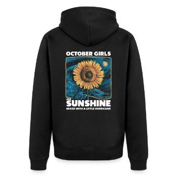 October girls . Geburtstag Mädchen - Unisex Premium Bio Zip Hoodie - Schwarz - Hinten - Nico (187cm)
