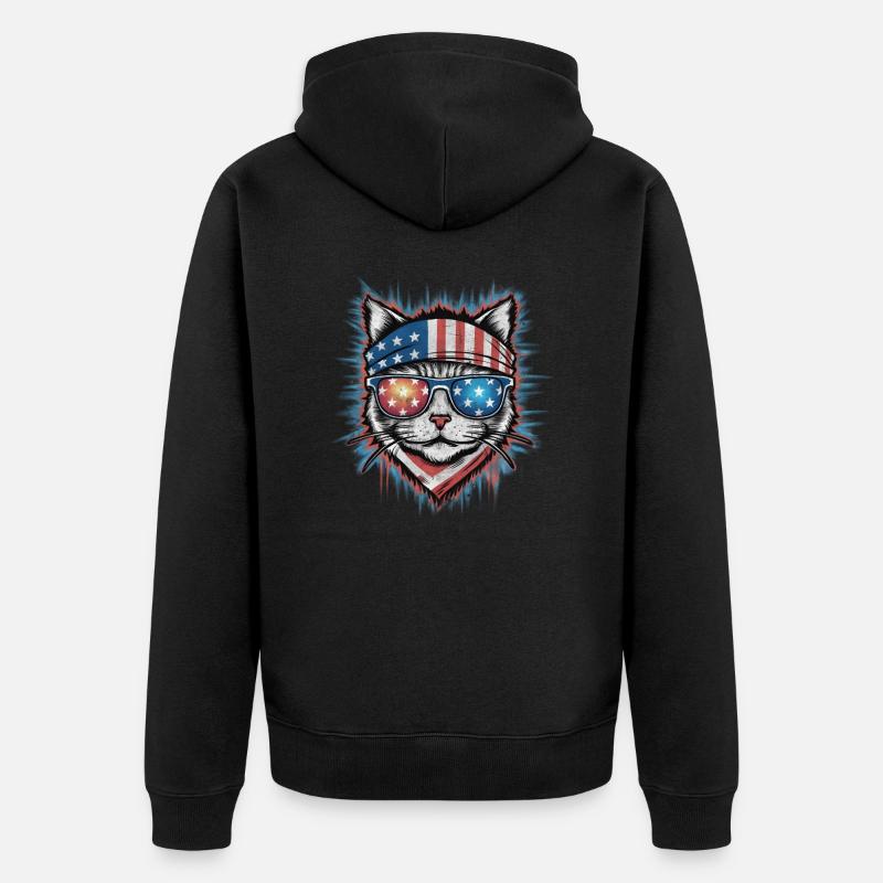 Chat américain - Veste à capuche bio Premium Unisexe - noir
