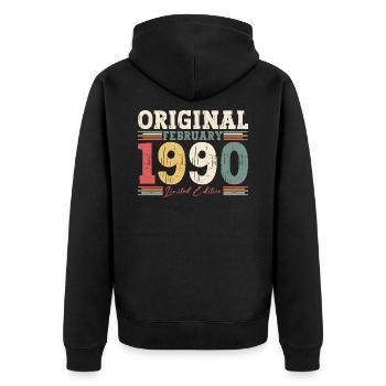 35ème anniversaire cadeau mari Original février 1990 - Veste à capuche bio Premium Unisexe - noir - Dos - Nico (187cm)