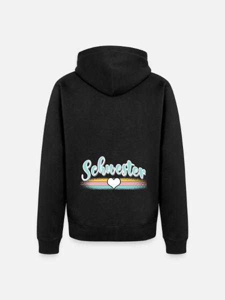 Schwester - Unisex Premium Bio Zip Hoodie - Schwarz