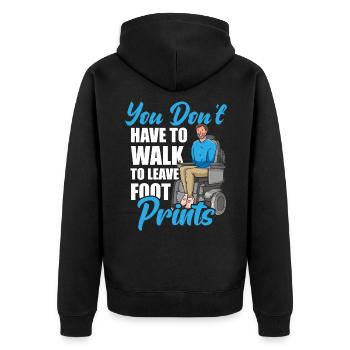 Behindert Rollstuhlfahrer Ironie - Unisex Premium Bio Zip Hoodie - Schwarz - Hinten - Nico (187cm)