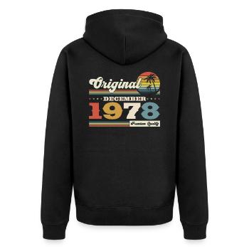 45e anniversaire Original Décembre Vintage 1978 - Veste à capuche bio Premium Unisexe - noir - Dos - Nico (187cm)
