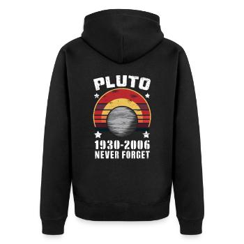 Pluto 1930-2006 Nie Vergessen Retro - Unisex Premium Bio Zip Hoodie - Schwarz - Hinten - Nico (187cm)