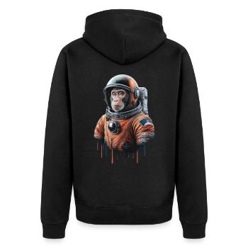 Space Adventure with a Monkey Astronaut - Unisex Premium Organic Zip Hoodie - black - Back - Nico (187cm)