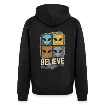 Croyez aux extraterrestres et à l’espace - Veste à capuche bio Premium Unisexe - noir - Dos - Nico (187cm)