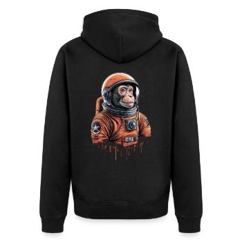 Space Monkey Explorer Adventure - Unisex Premium Organic Zip Hoodie - black - Back - Nico (187cm)