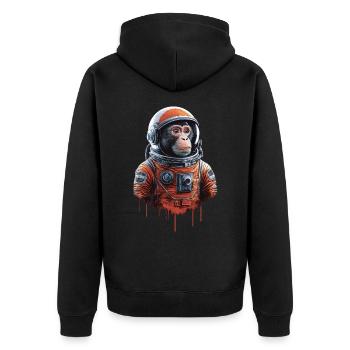 Weltraum Abenteuer Mit Astronautenaffe - Unisex Premium Bio Zip Hoodie - Schwarz - Hinten - Nico (187cm)