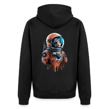 Weltraumaffe Erkundet Das Universum - Unisex Premium Bio Zip Hoodie - Schwarz - Hinten - Nico (187cm)
