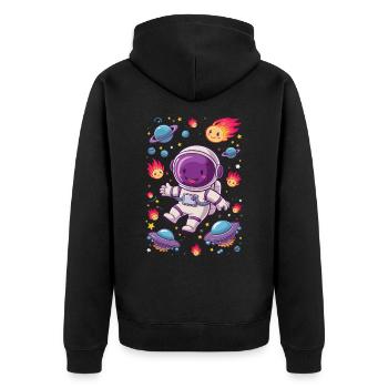 Aventure spatiale avec un astronaute drôle - Veste à capuche bio Premium Unisexe - noir - Dos - Nico (187cm)