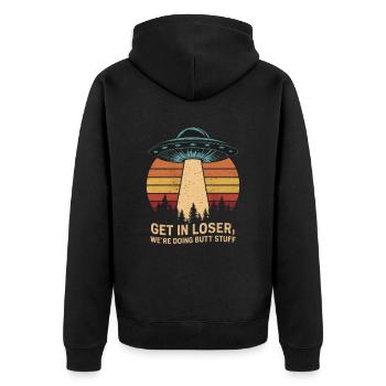 Explore Space - Pack The Stuff, We - Unisex Premium Organic Zip Hoodie - black - Back - Nico (187cm)