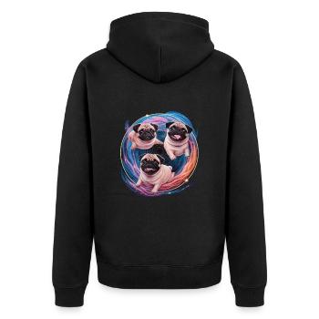 Aventure du carlin de l’espace - Galactic Friends - Veste à capuche bio Premium Unisexe - noir - Dos - Nico (187cm)