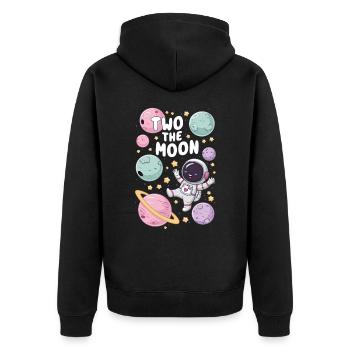 Zum Zweiten Mond Astronaut 2. Geburtstag - Unisex Premium Bio Zip Hoodie - Schwarz - Hinten - Nico (187cm)