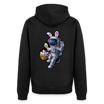 Aventure du lapin de Pâques et des œufs de Pâques dans l’espace - Veste à capuche bio Premium Unisexe - noir - Dos - Nico (187cm)