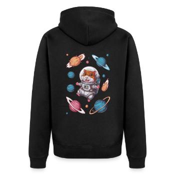 Space hamsters under the stars - Unisex Premium Organic Zip Hoodie - black - Back - Nico (187cm)