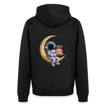 Astronaute sur la lune avec gâteau - Veste à capuche bio Premium Unisexe - noir - Dos - Nico (187cm)