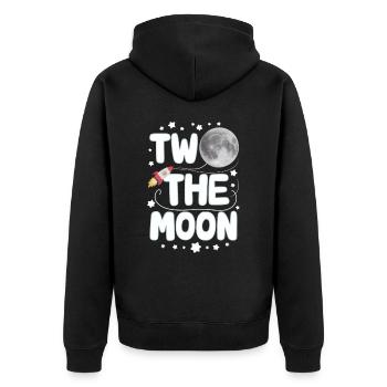 Zum 2. Geburtstag Ab Ins All – Zwei Zum Mond - Unisex Premium Bio Zip Hoodie - Schwarz - Hinten - Nico (187cm)