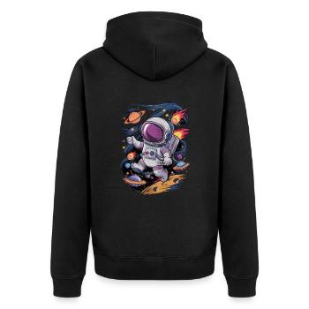 Space adventure for kids with astronaut - Unisex Premium Organic Zip Hoodie - black - Back - Nico (187cm)