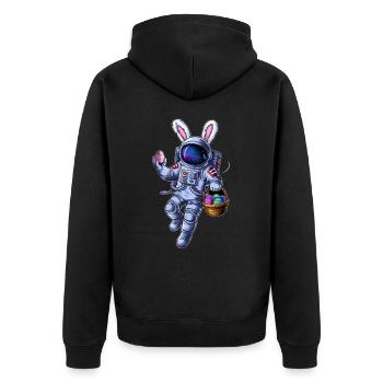 Space Easter Bunny and Egg Hunt - Unisex Premium Organic Zip Hoodie - black - Back - Nico (187cm)