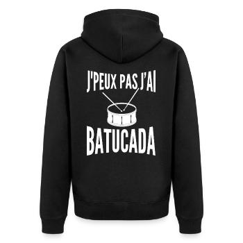 Batucada | Percussion | Samba - Veste à capuche bio Premium Unisexe - noir - Dos - Nico (187cm)