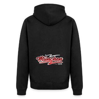 Munich - Unisex Premium Organic Zip Hoodie - black - Back - Nico (187cm)