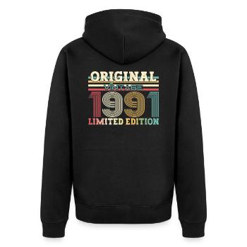 Original 1991 Vintage 1991 Birthday 1991 - Unisex Premium Organic Zip Hoodie - black - Back - Nico (187cm)