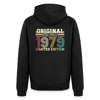 Original 1979 Jahrgang 1979 45. Geburtstag 1979 - Unisex Premium Bio Zip Hoodie - Schwarz - Hinten - Nico (187cm)