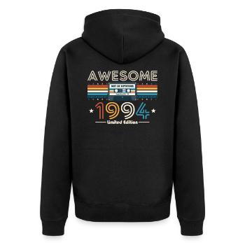 30ème Anniversaire Millésime Septembre 1994 Cassette 94 - Veste à capuche bio Premium Unisexe - noir - Dos - Nico (187cm)