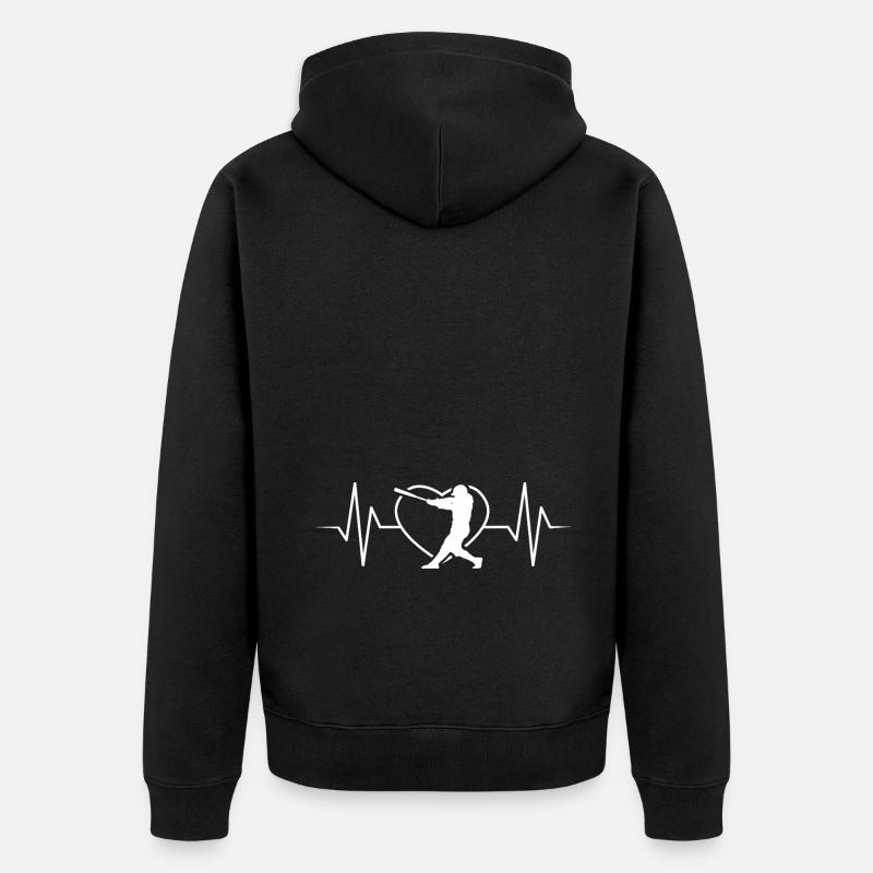 Battement de cœur de baseball - Veste à capuche bio Premium Unisexe - noir