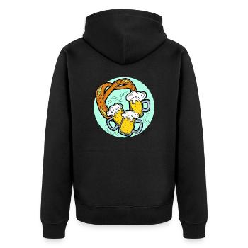 Octoberfest beer party. Beer mug and Brezel. - Unisex Premium Organic Zip Hoodie - black - Back - Nico (187cm)