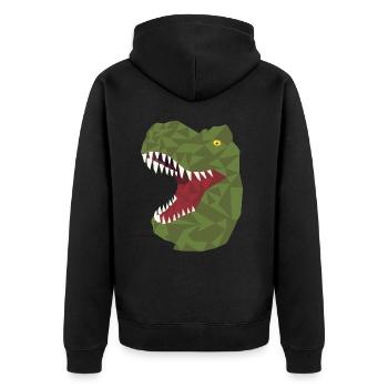 polygon dinosaurier, dino, t-rex, rex, dinos, tier - Unisex Premium Bio Zip Hoodie - Schwarz - Hinten - Nico (187cm)