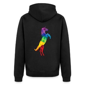 Polygon regenbogen unicorn, einhorn, einhörner, - Unisex Premium Bio Zip Hoodie - Schwarz - Hinten - Nico (187cm)