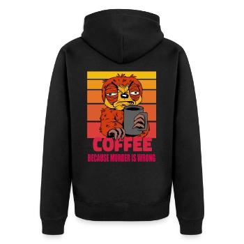 Coffee because murder is wrong, Sloth, Retro sun - Unisex Premium Organic Zip Hoodie - black - Back - Nico (187cm)